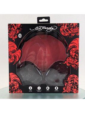 Ed Hardy Black Skull Tattoo Wireless Headphones w Bluetooth Love Kills Slowly